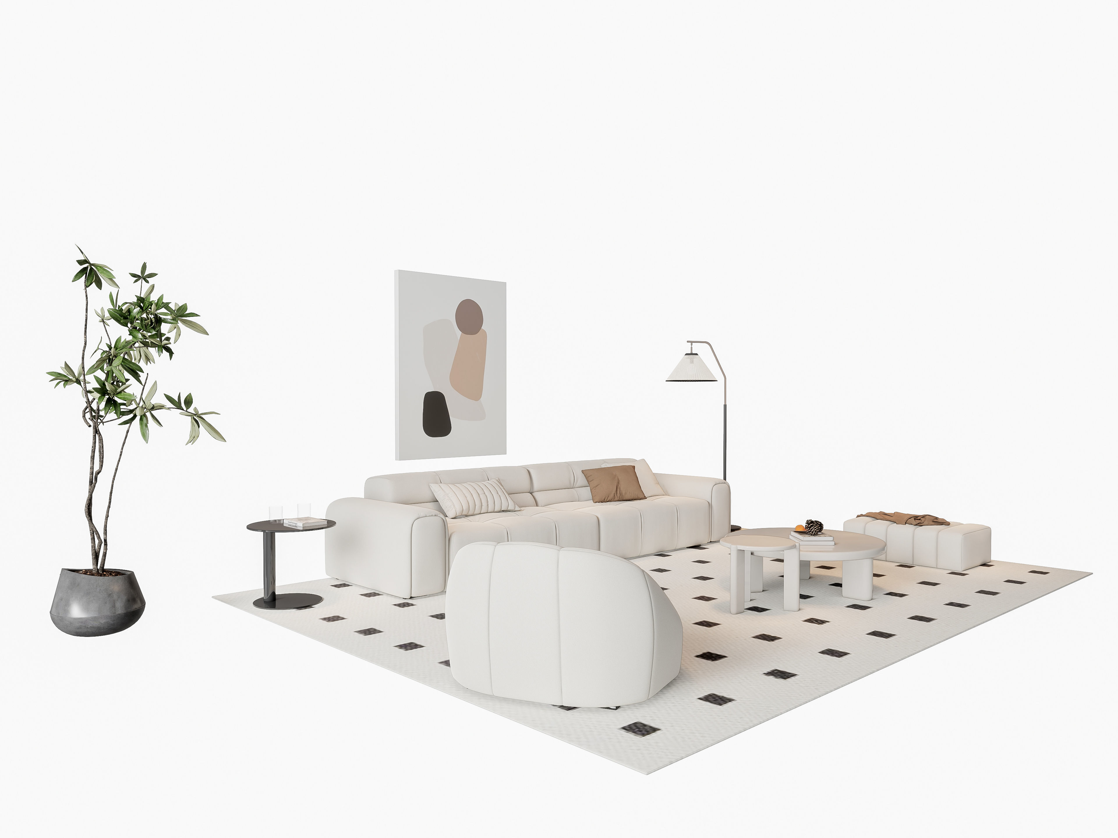 Sofa Coffee table sofa combination 9 3D model_12