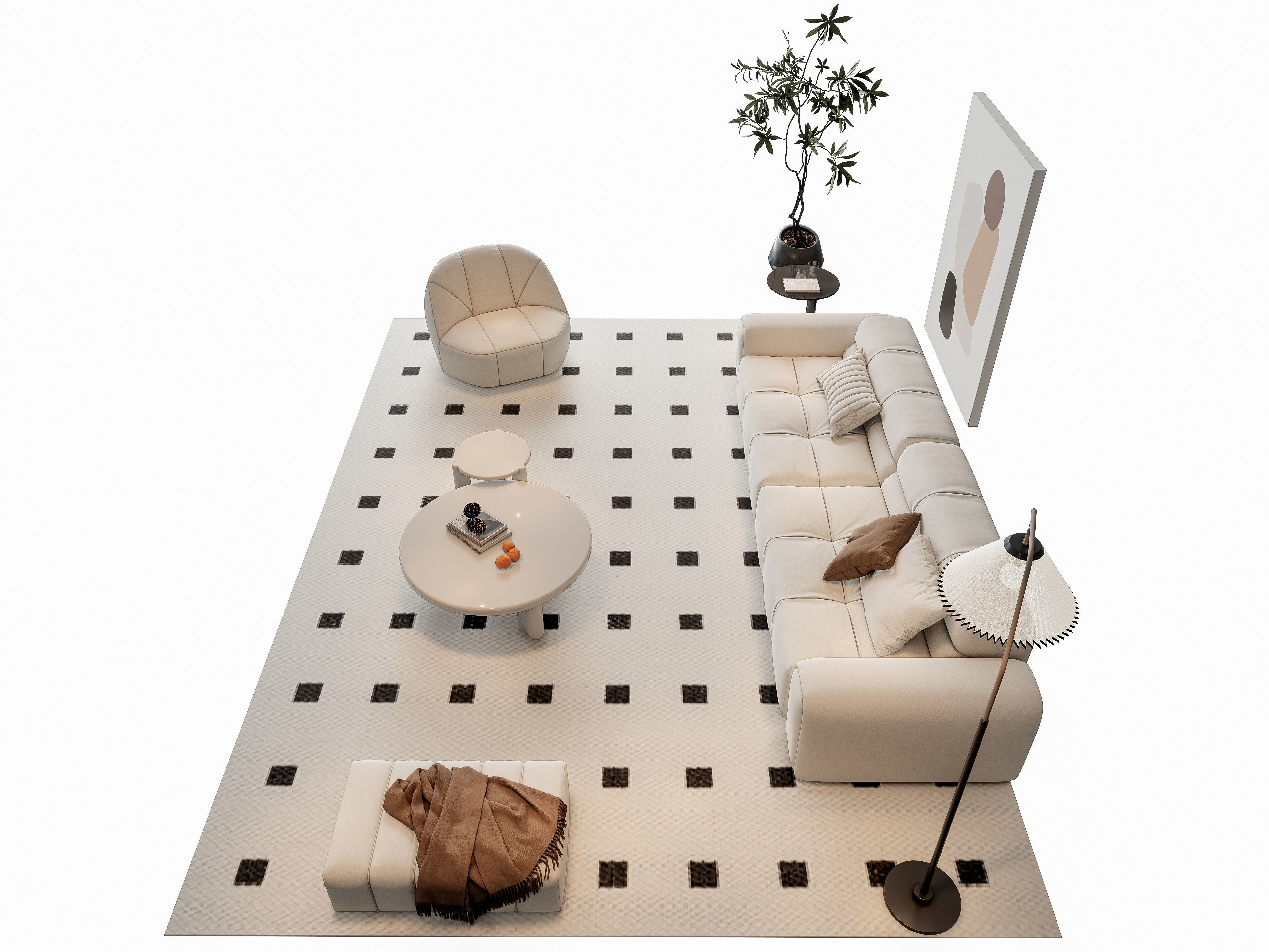 Sofa Coffee table sofa combination 9 3D model_8