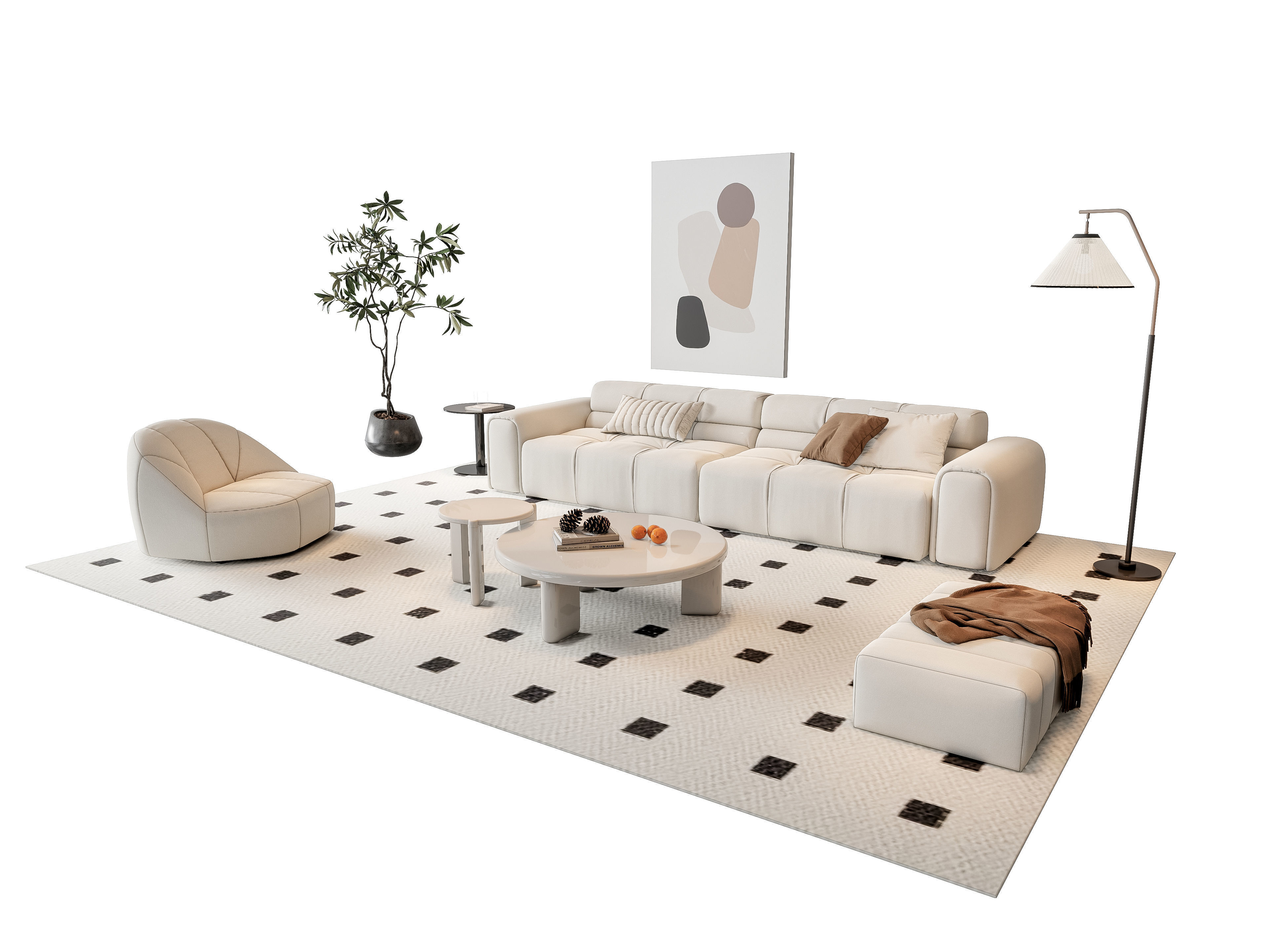 Sofa Coffee table sofa combination 9 3D model_16