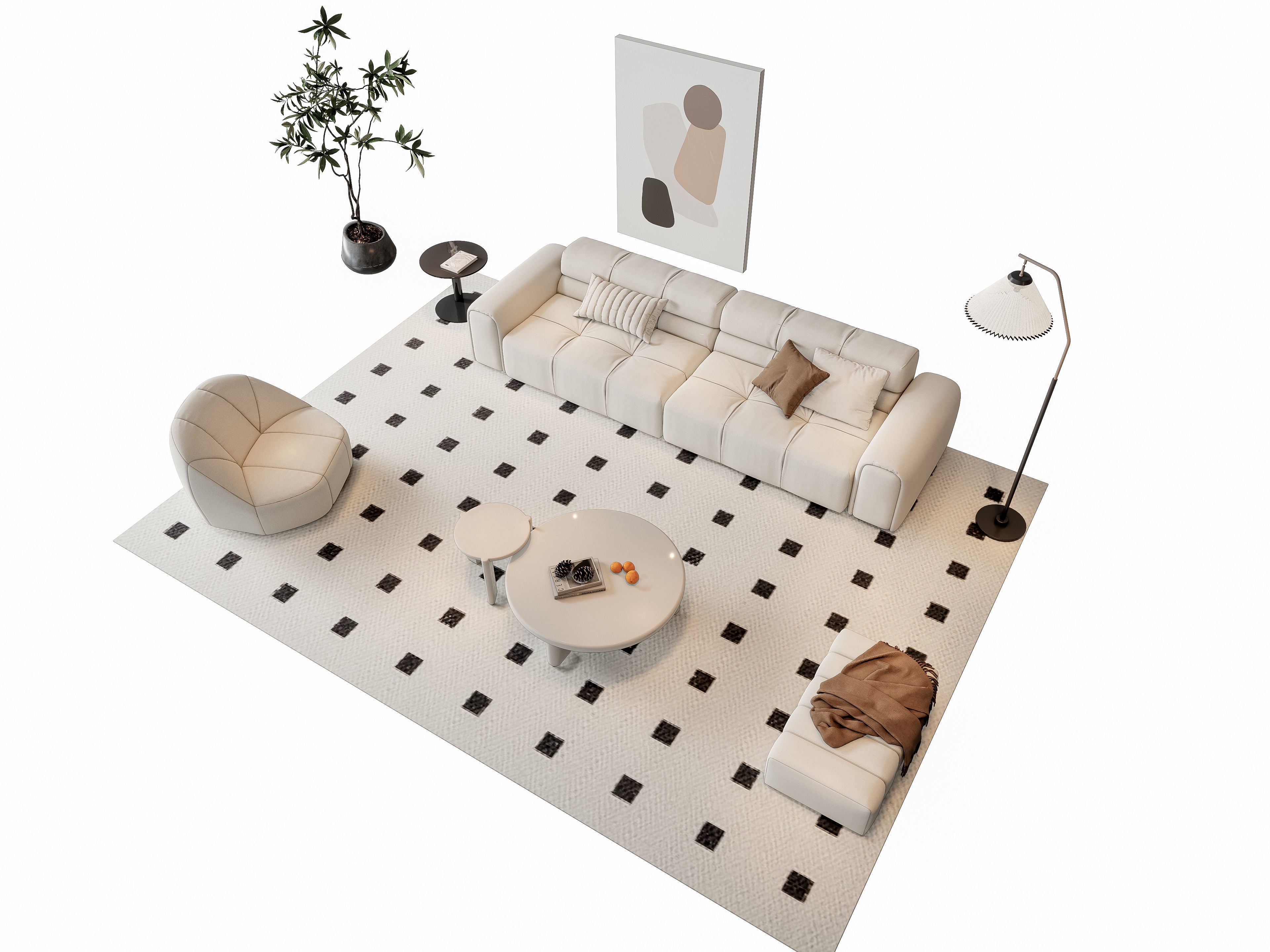 Sofa Coffee table sofa combination 9 3D model_2