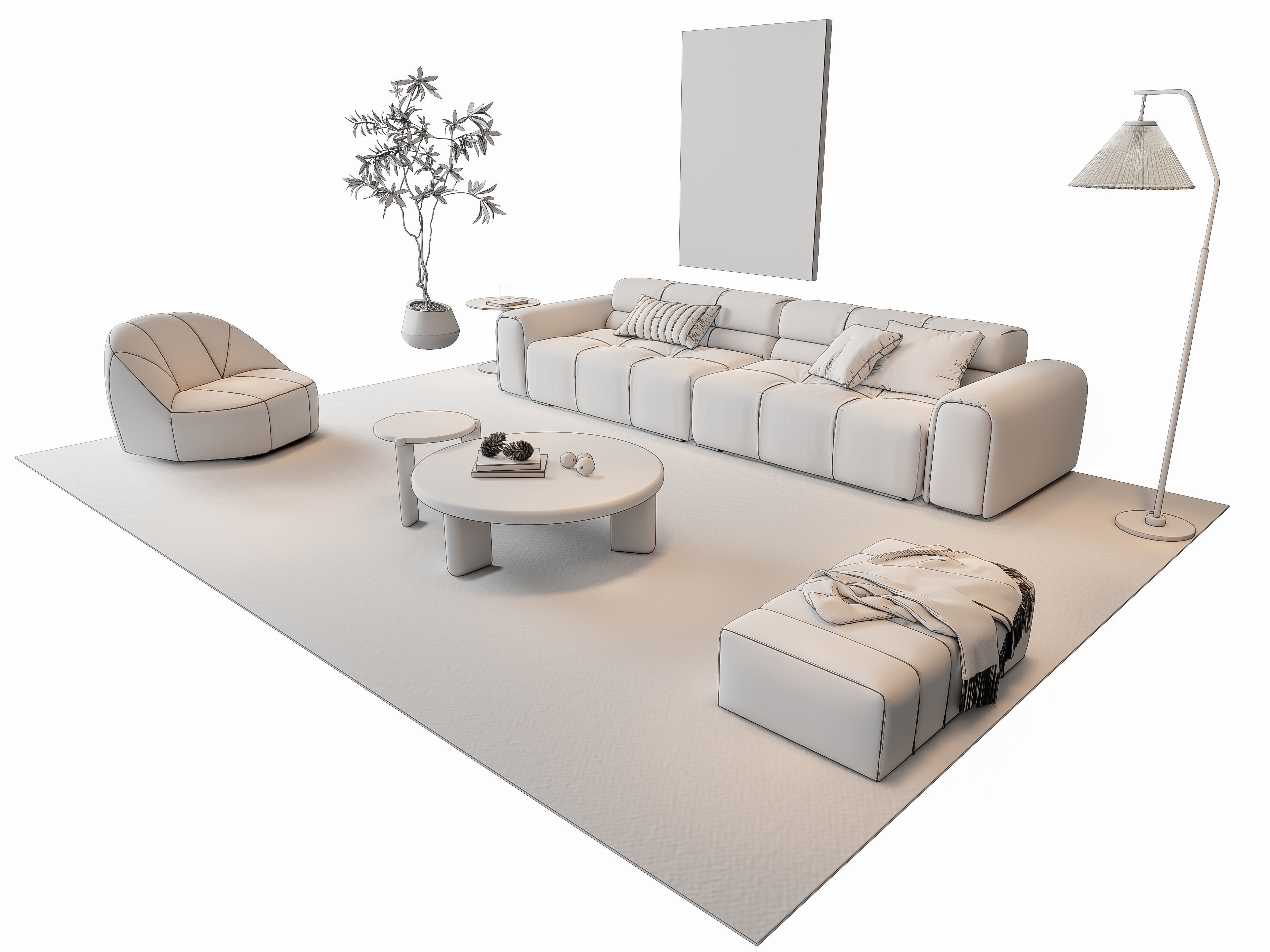 Sofa Coffee table sofa combination 9 3D model_17