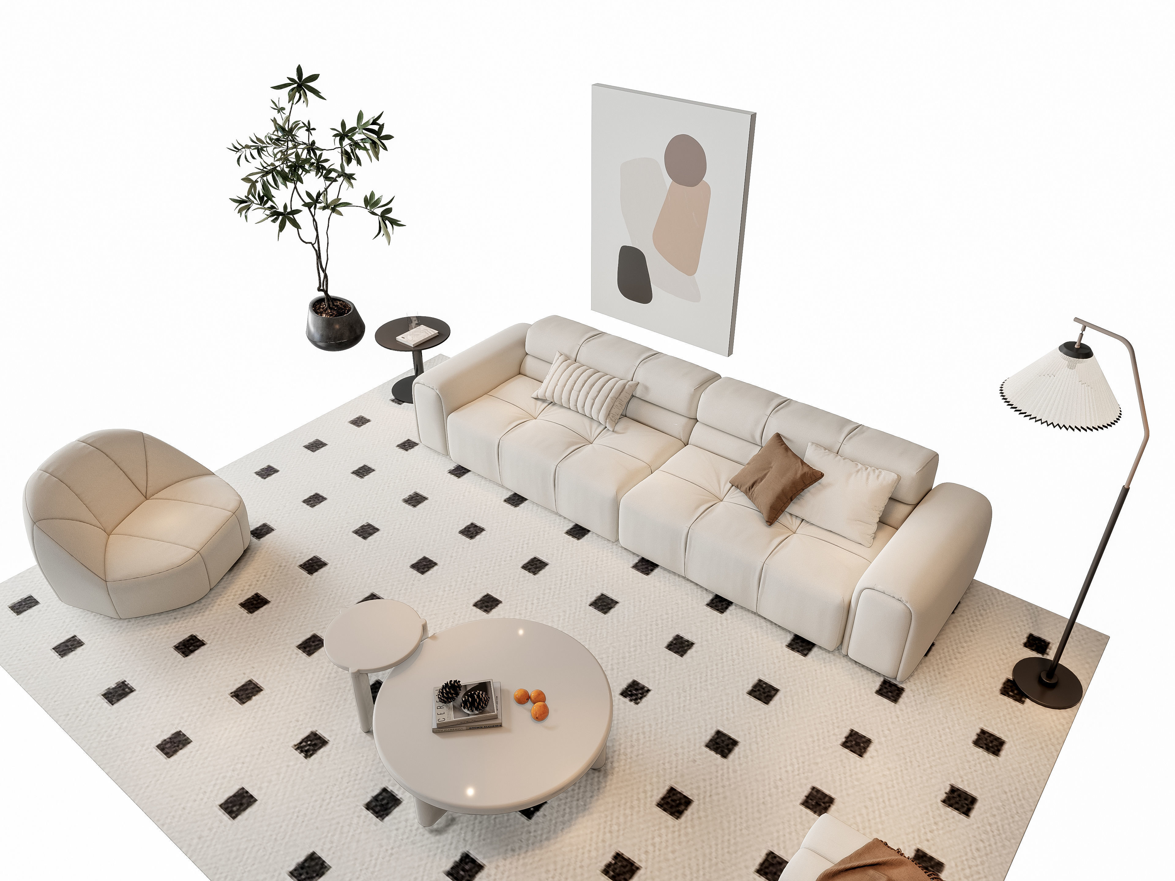 Sofa Coffee table sofa combination 9 3D model_7