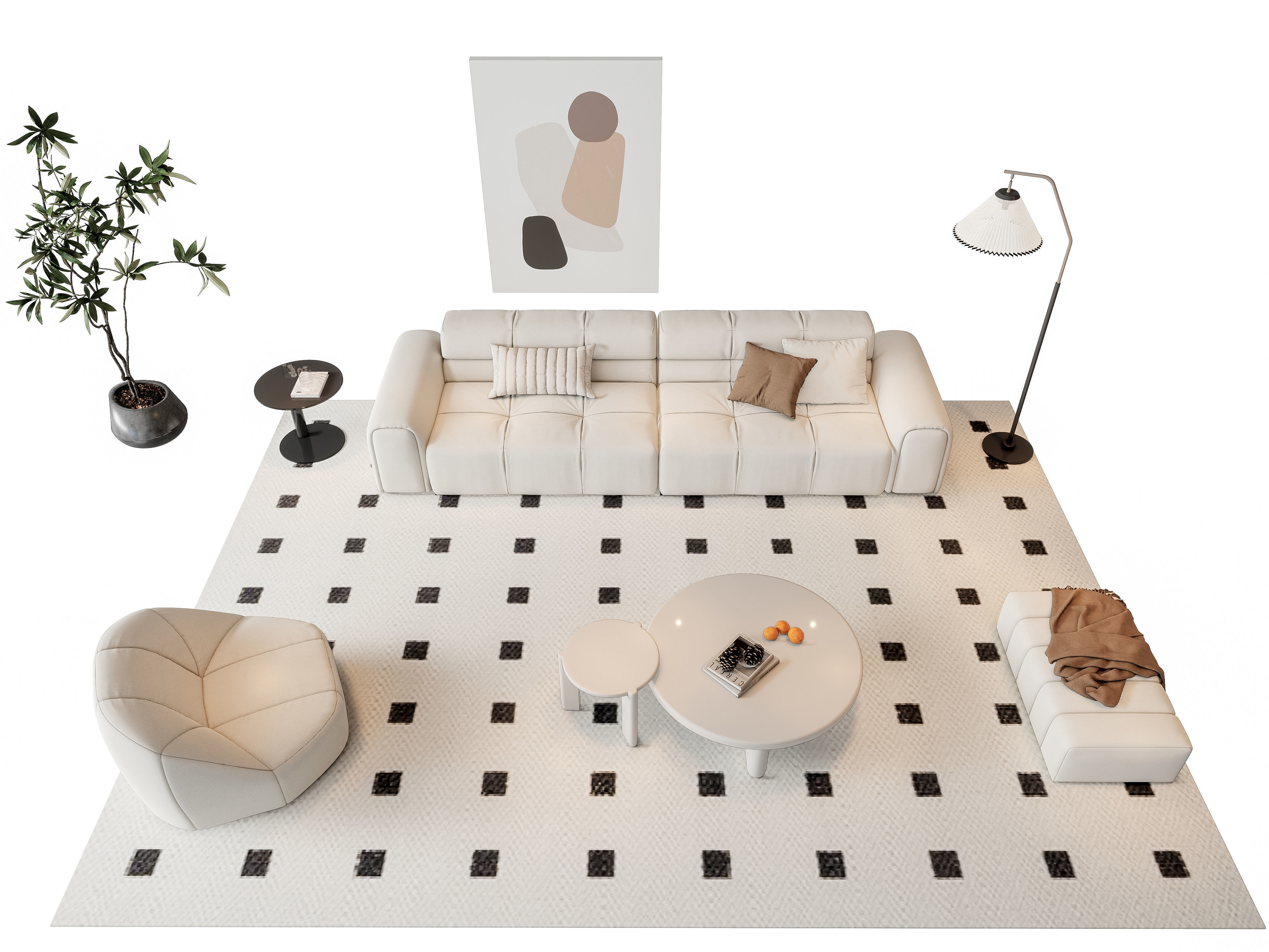 Sofa Coffee table sofa combination 9 3D model_6