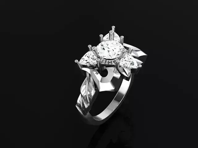 Ring with round and trillion stones 4880