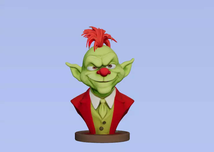 Grinch Bust 3D Model  Festive Holiday Icon for Christmas  3D print model_0