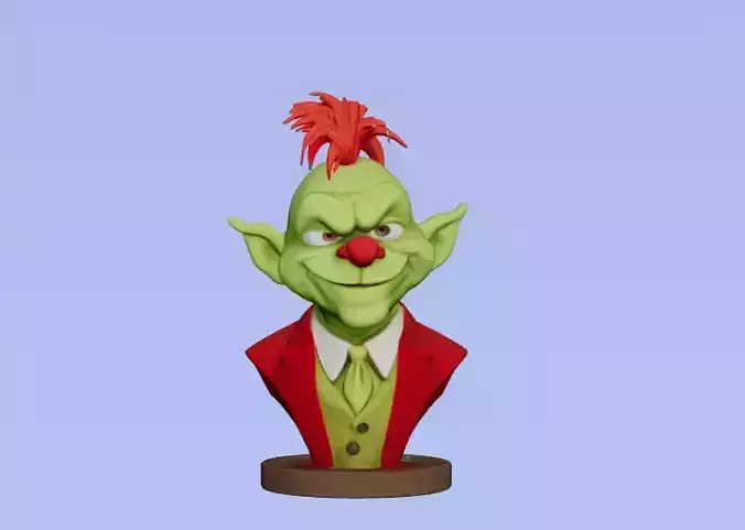 Grinch Bust 3D Model  Festive Holiday Icon for Christmas  3D print model