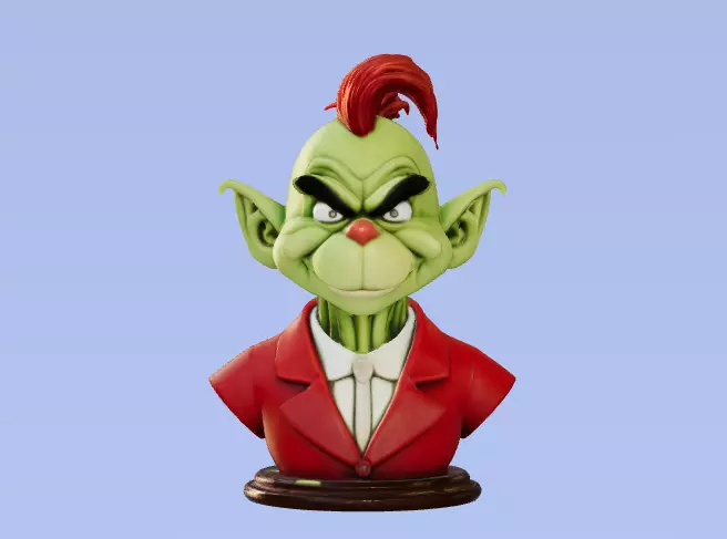Grinch Bust 3D Model  Classic Christmas Character  3D print model_0