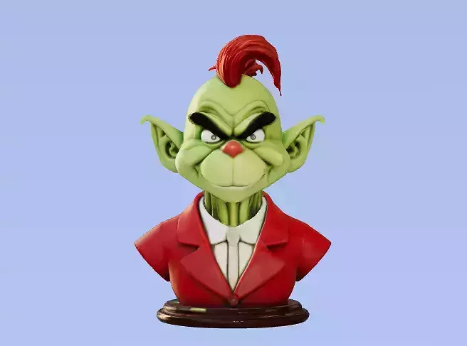 Grinch Bust 3D Model  Classic Christmas Character  3D print model