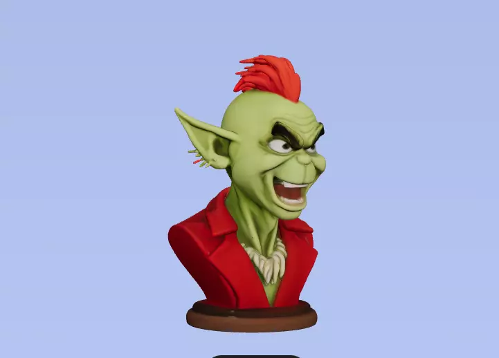 Grinch Bust 3D Model  Iconic Holiday Character Sculpture 3D print model_0