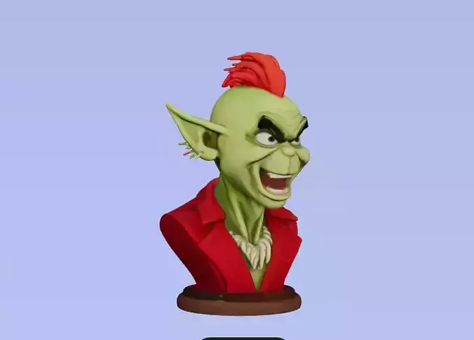 Grinch Bust 3D Model  Iconic Holiday Character Sculpture 3D print model