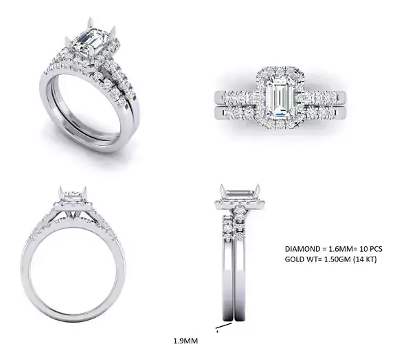 Bridal Diamond Engagement Ring For Women 3D Model