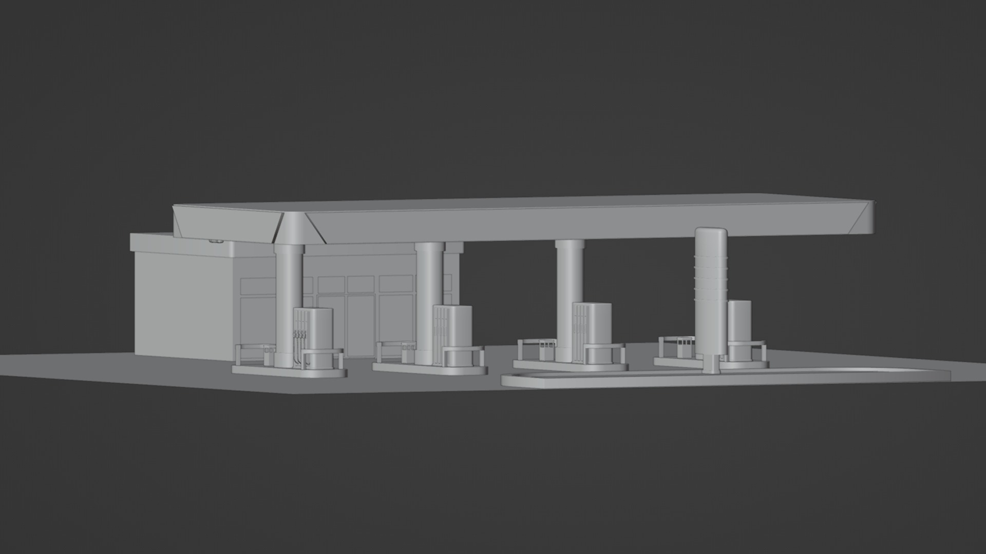 Gas station  Low-poly 3D model_2