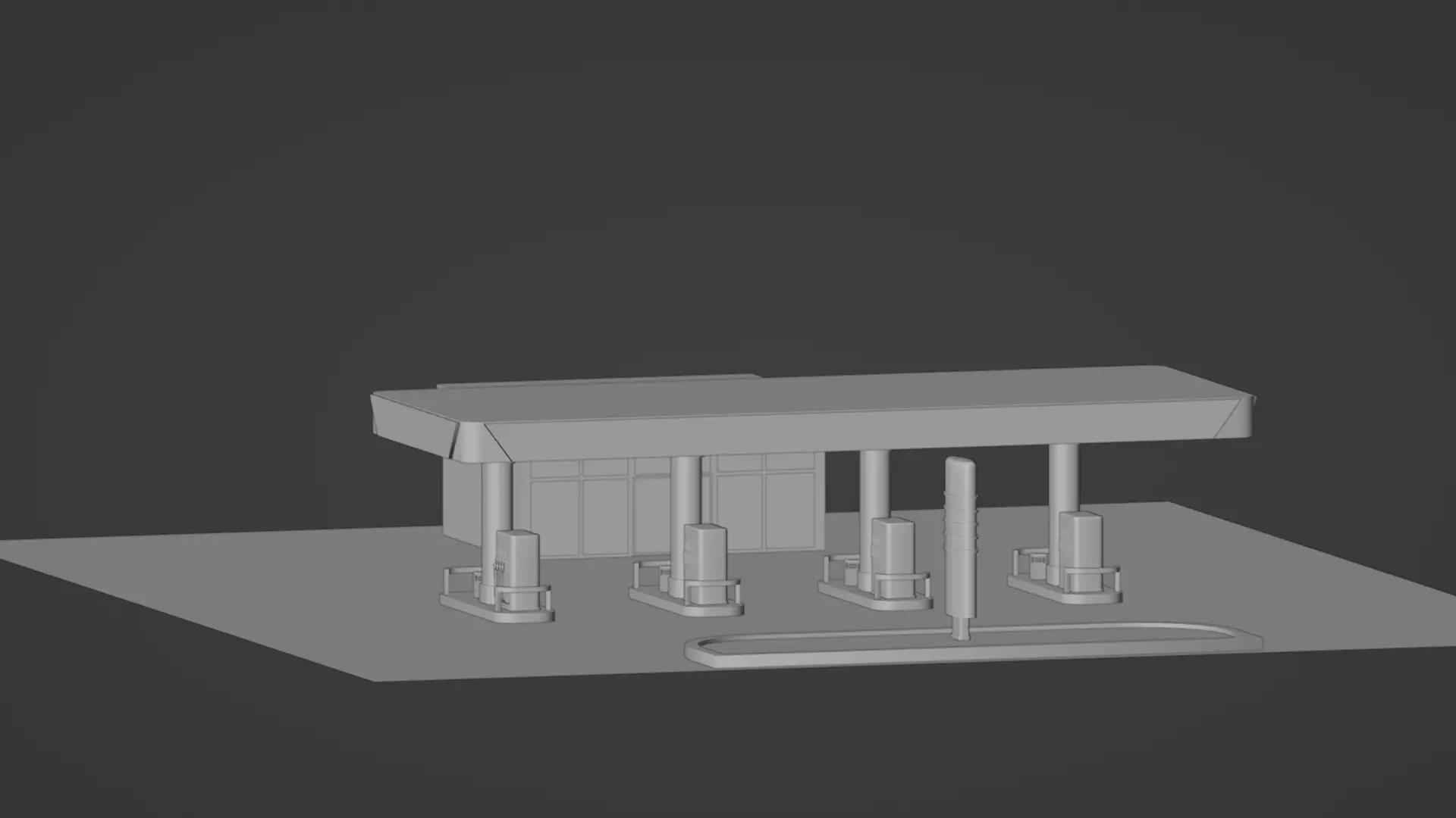 Gas station  Low-poly 3D model_0