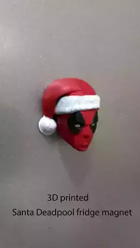 santa Deadpool fridge magnet print in place No Supports 3D print model