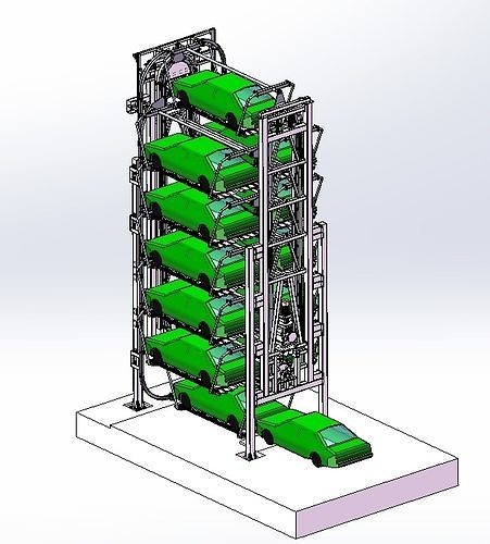Seven-layer vertical circulation class mechanical parking 3D model