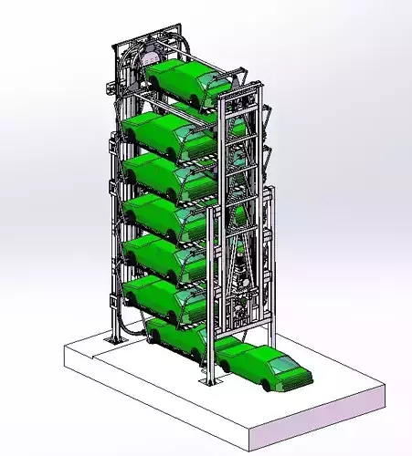 Seven-layer vertical circulation class mechanical parking 3D model