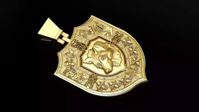 FASHION MEN WOLF HEAD PENDANT 3D PRINTABLE MODEL