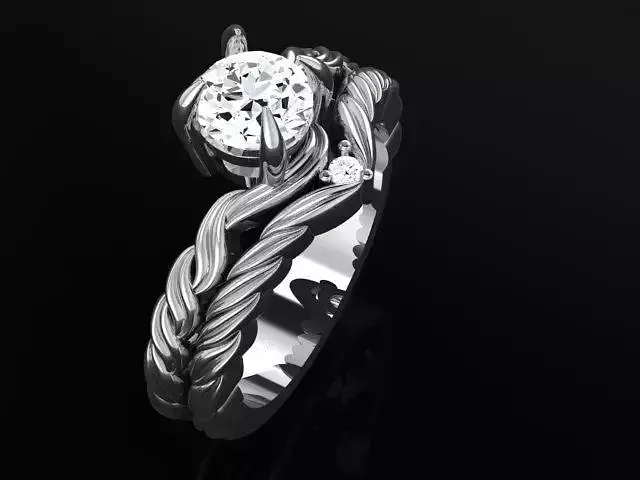 Ring with round diamond and matching twisted band 4887