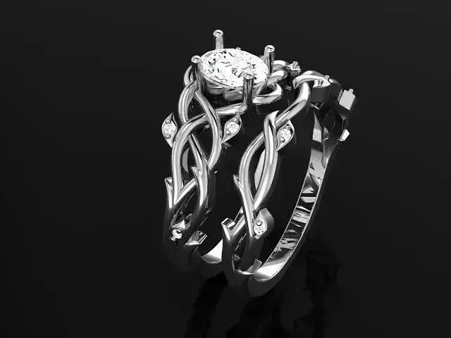 Ring with oval diamond and matching band 4886