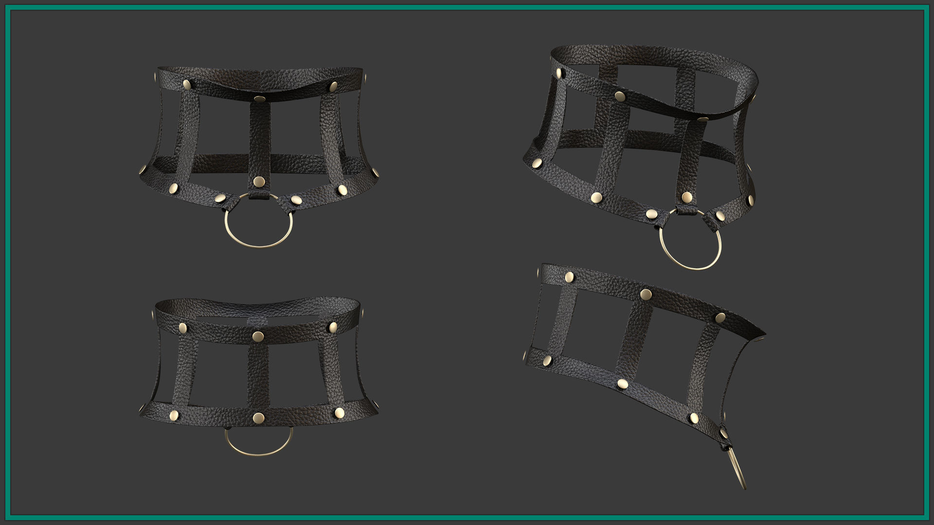 15 female neck choker 3D model_2