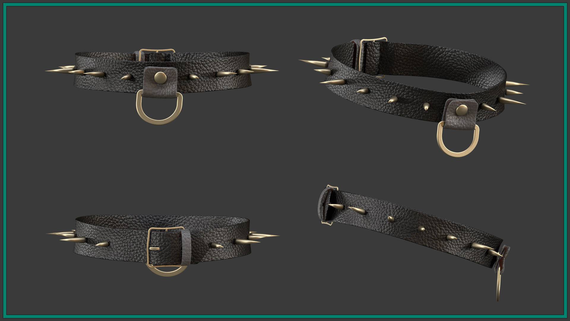 15 female neck choker 3D model_4
