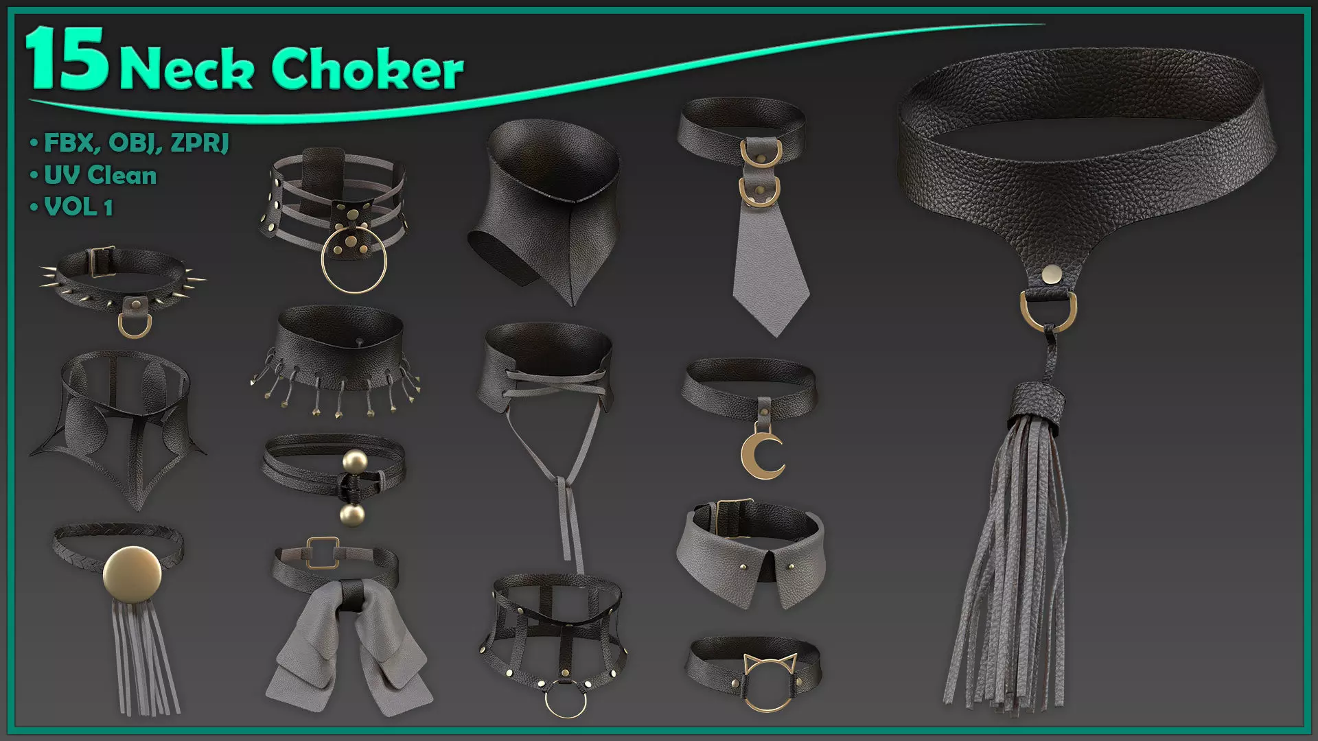 15 female neck choker 3D model_0