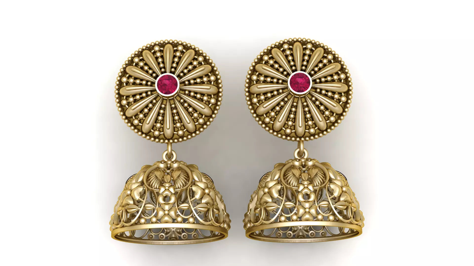 FLORAL JHUMKA EARRING 3D PRINTABLE MODEL 3D print model