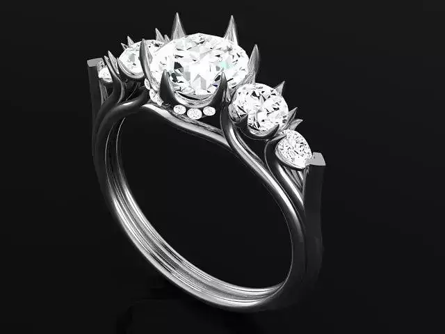 Ring with round diamonds and eagle prongs 4897