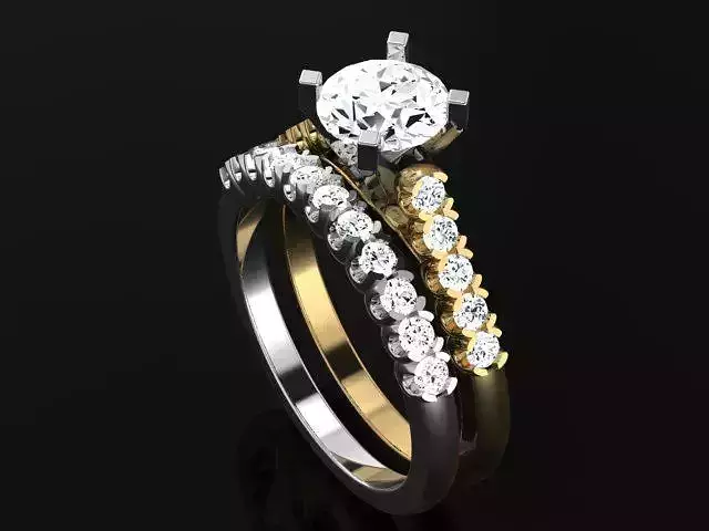 Ring with round stone and matching band 4896