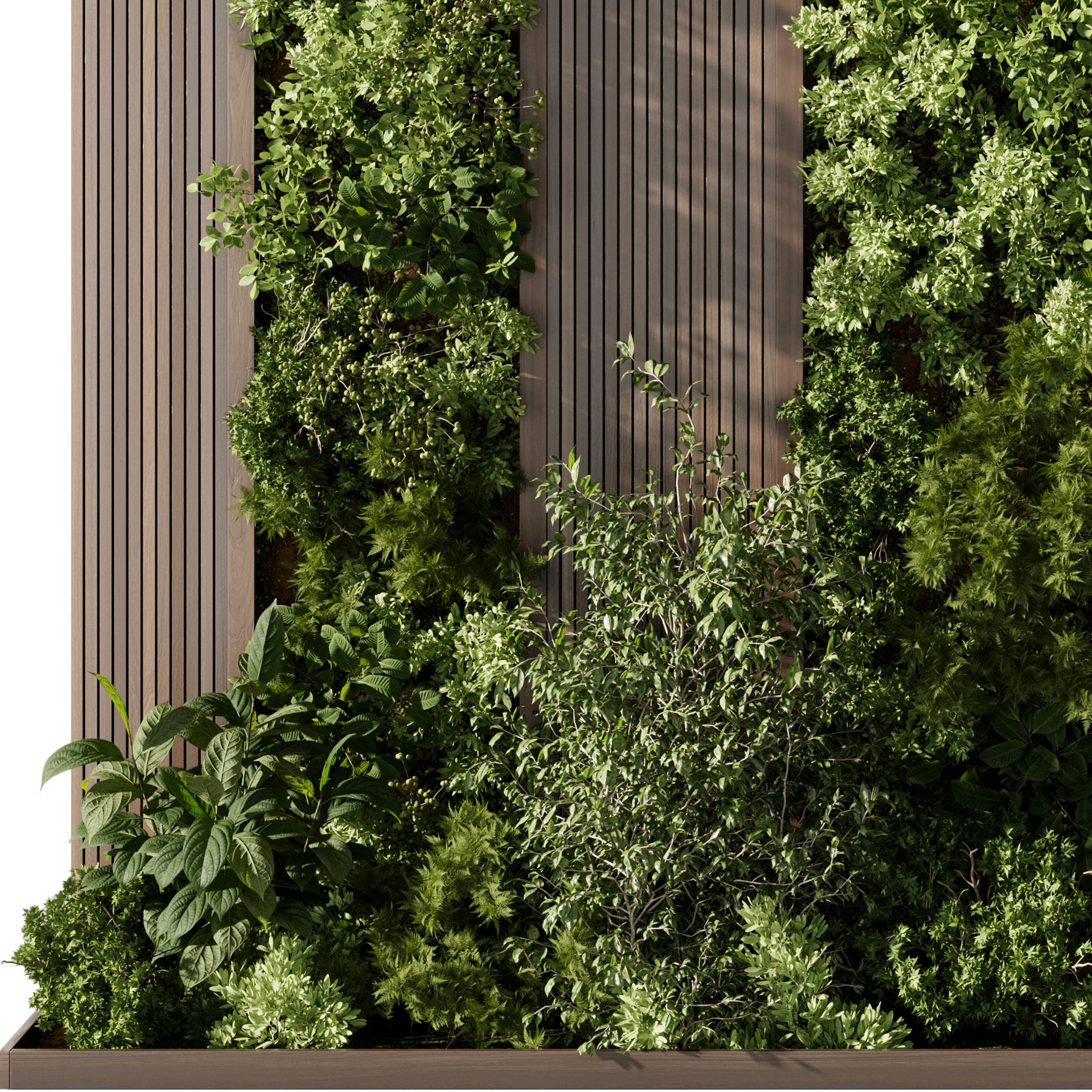 Vertical Wall Garden With Wooden frame - Horizontal garden 3D model_2