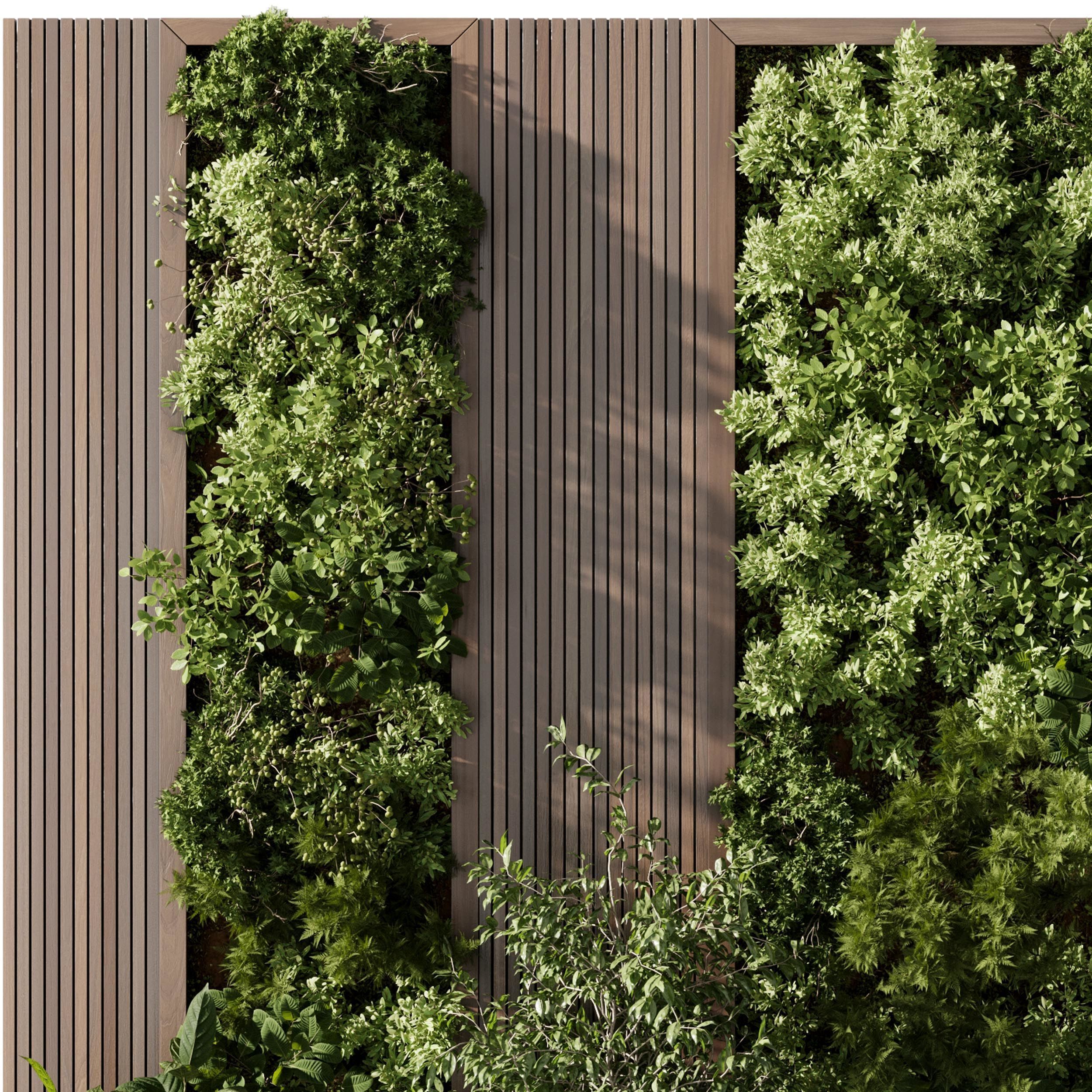 Vertical Wall Garden With Wooden frame - Horizontal garden 3D model_3