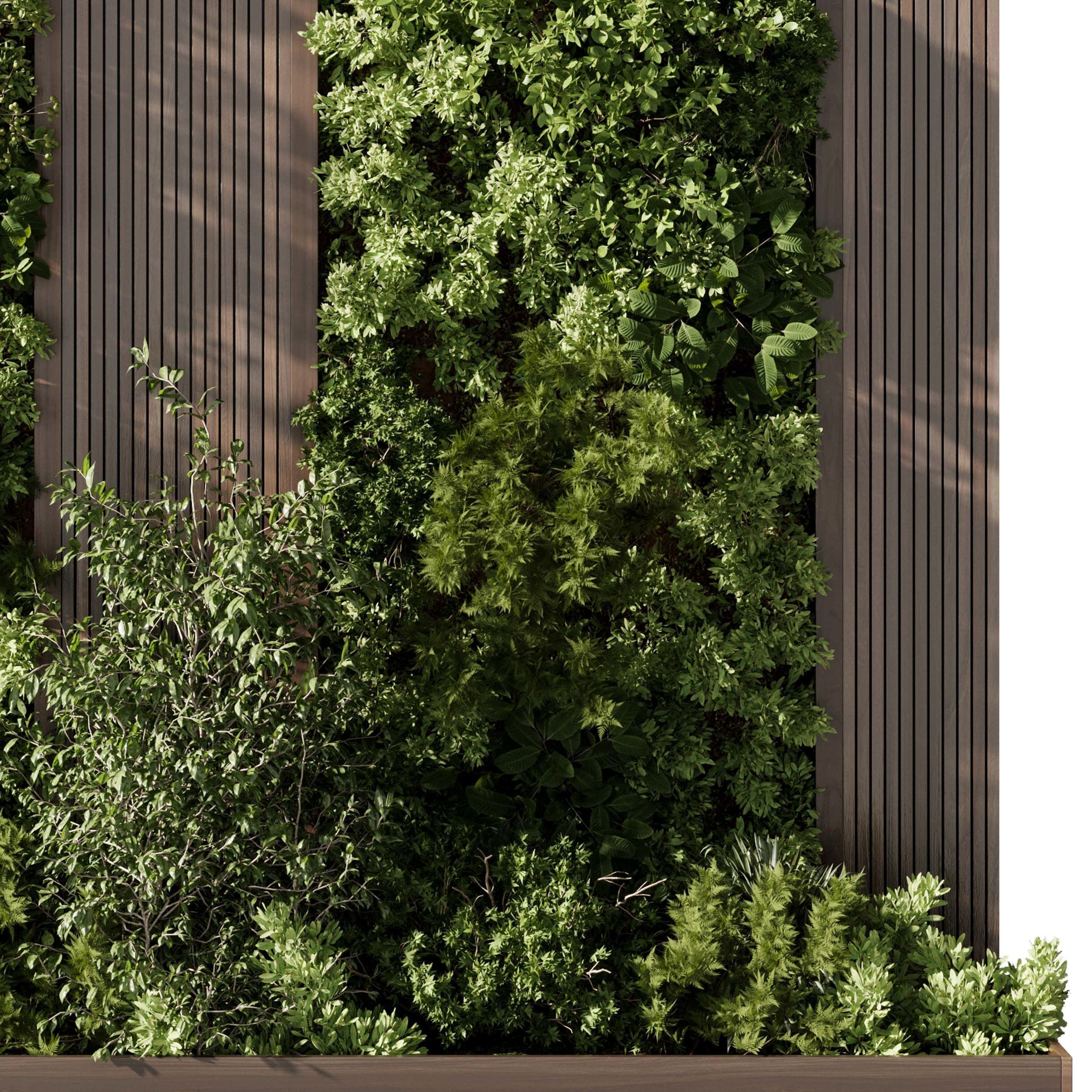 Vertical Wall Garden With Wooden frame - Horizontal garden 3D model_5