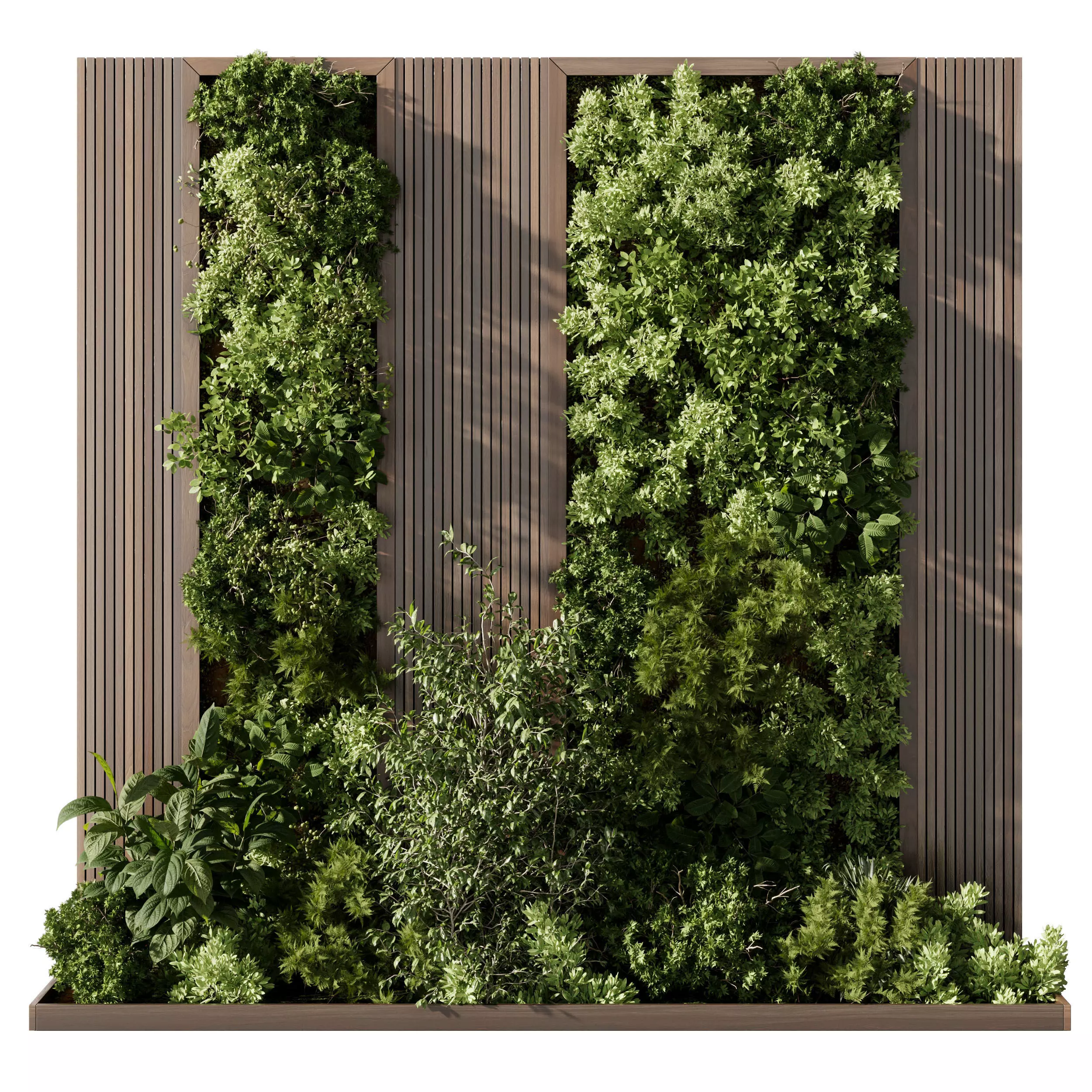 Vertical Wall Garden With Wooden frame - Horizontal garden 3D model_0