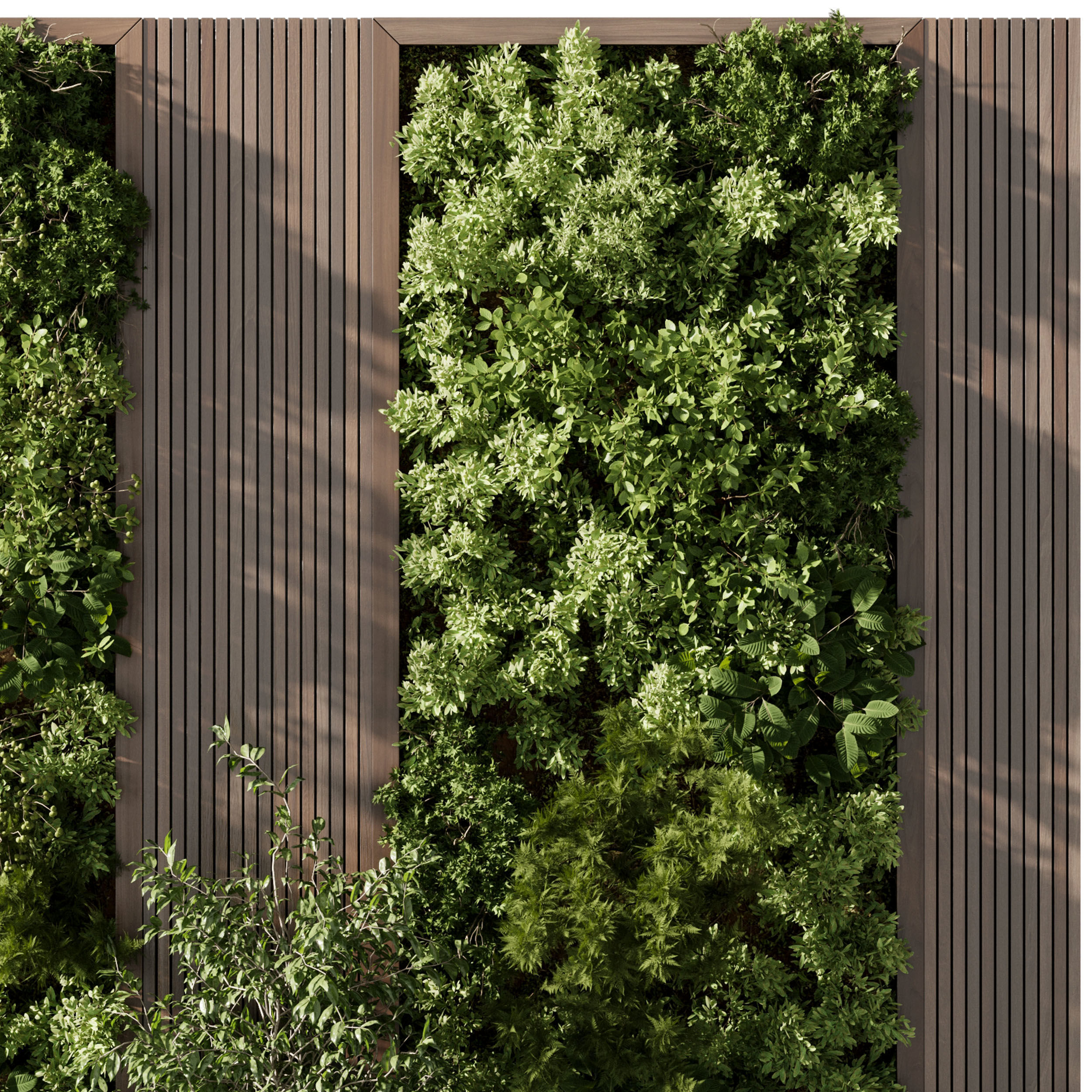 Vertical Wall Garden With Wooden frame - Horizontal garden 3D model_4