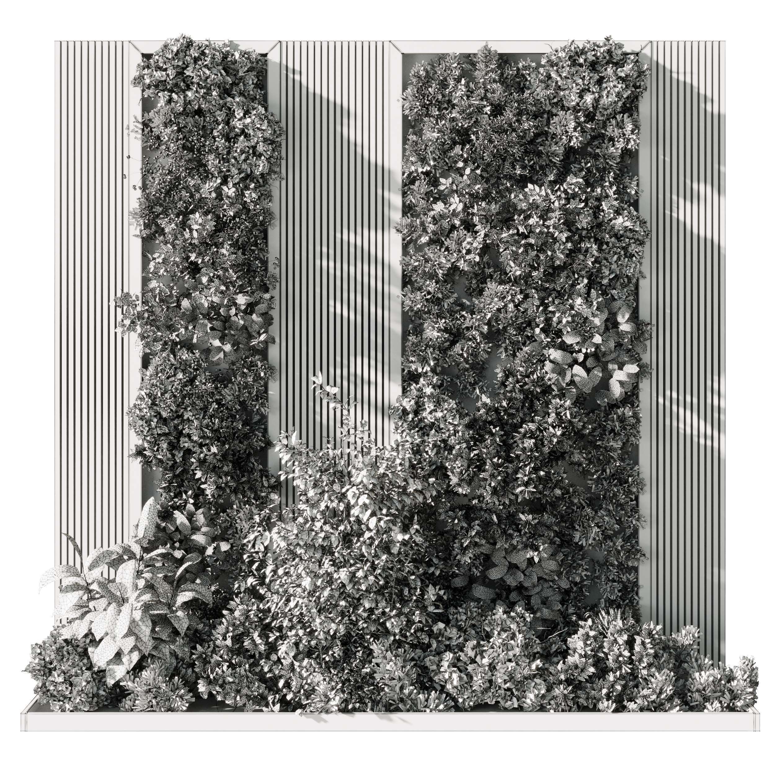 Vertical Wall Garden With Wooden frame - Horizontal garden 3D model_6