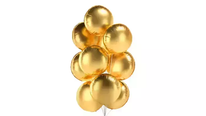 Gold Round Balloon Bouquet - helium foil balls bunch