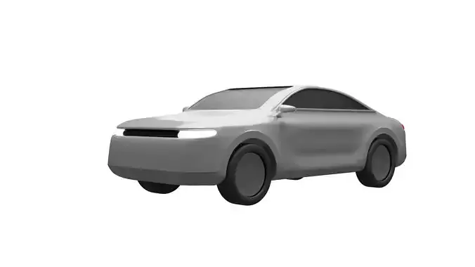 3d minimalistic white car low poly