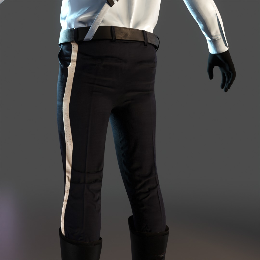 Malaysian Police Uniform  High-Detail Outfit with Accessories Low-poly 3D model_22