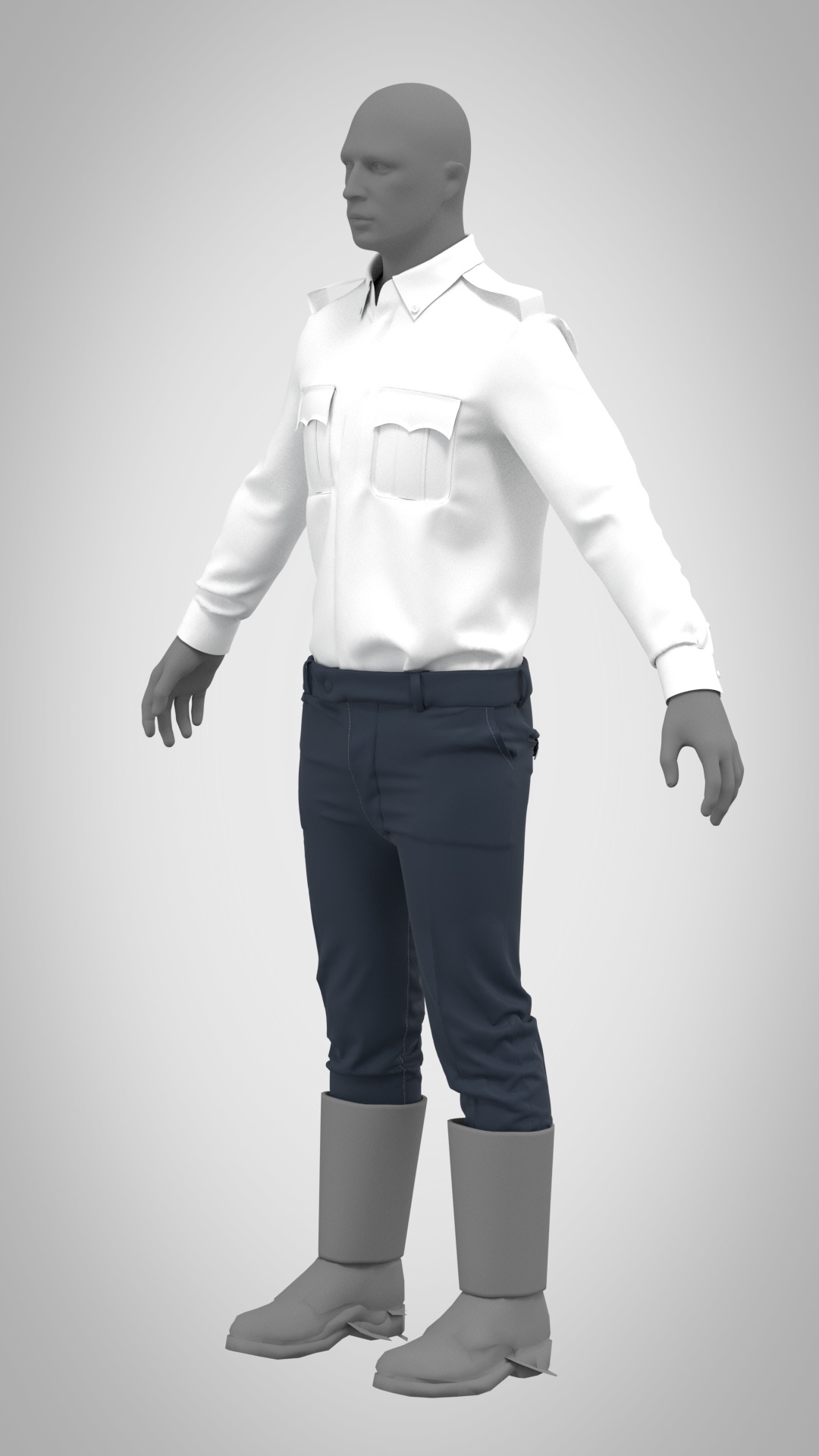 Malaysian Police Uniform  High-Detail Outfit with Accessories Low-poly 3D model_37