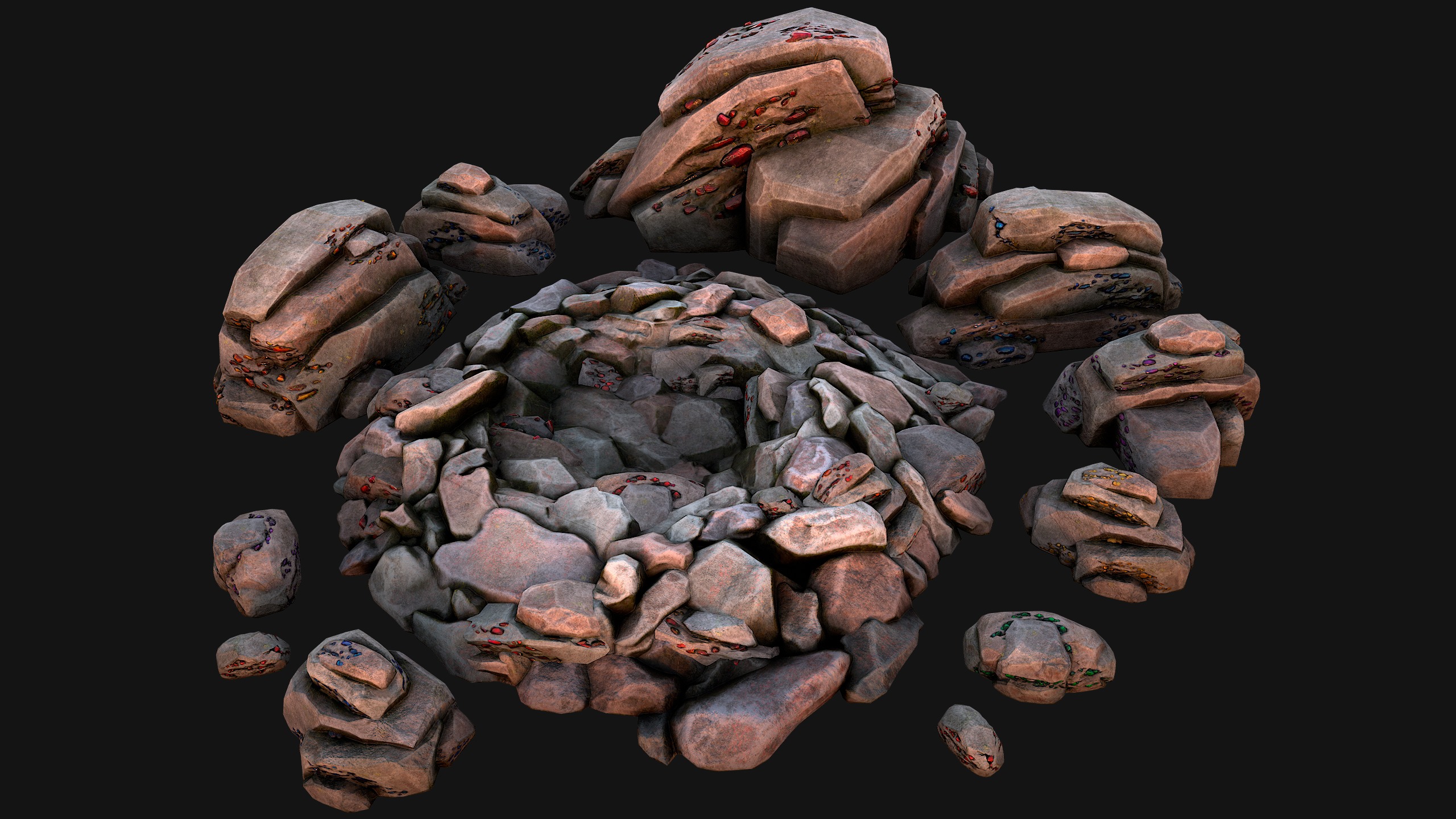 Gems Minerals Gemstone Mine Resource Pack Low-poly 3D model_5