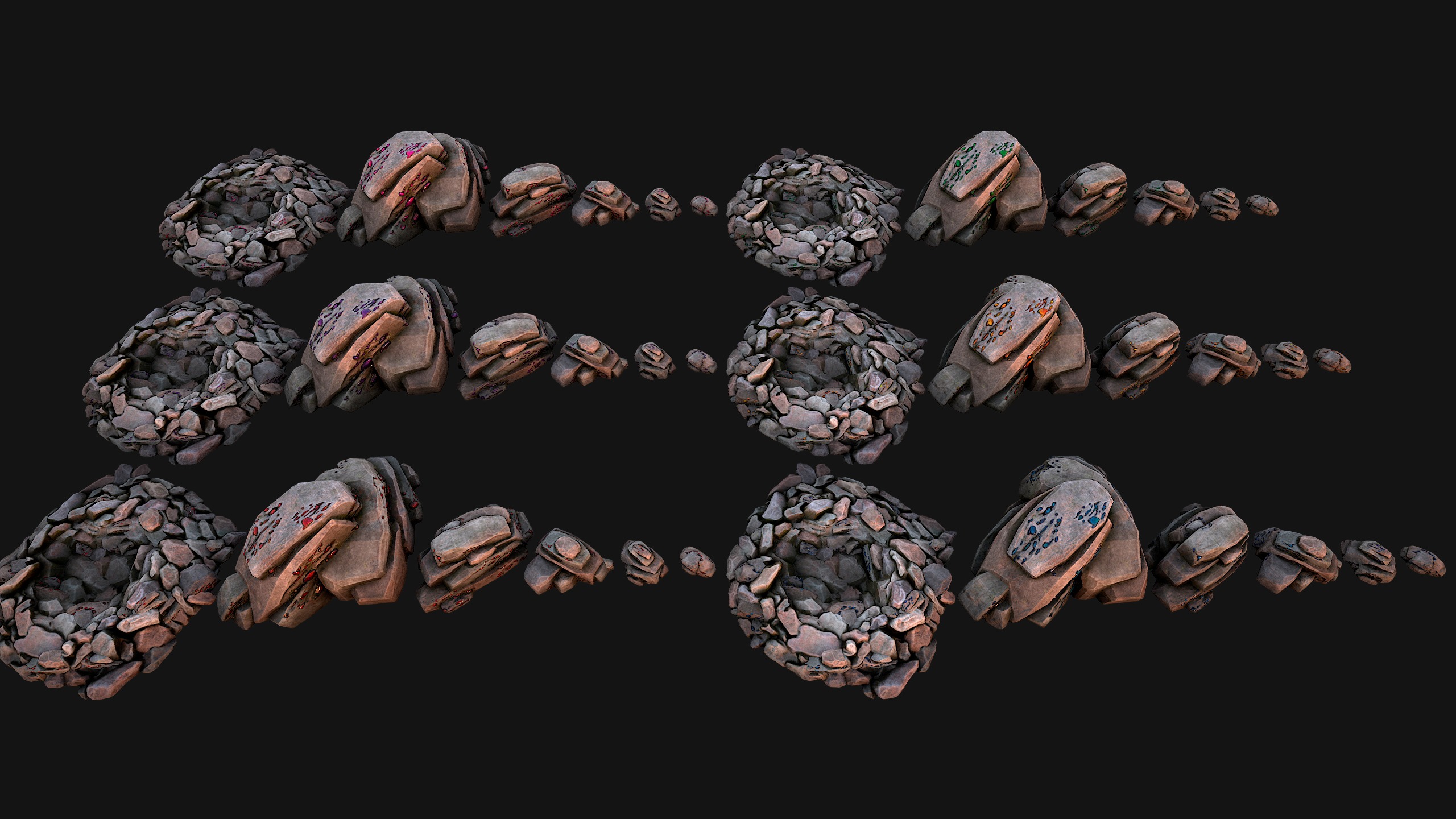 Gems Minerals Gemstone Mine Resource Pack Low-poly 3D model_2