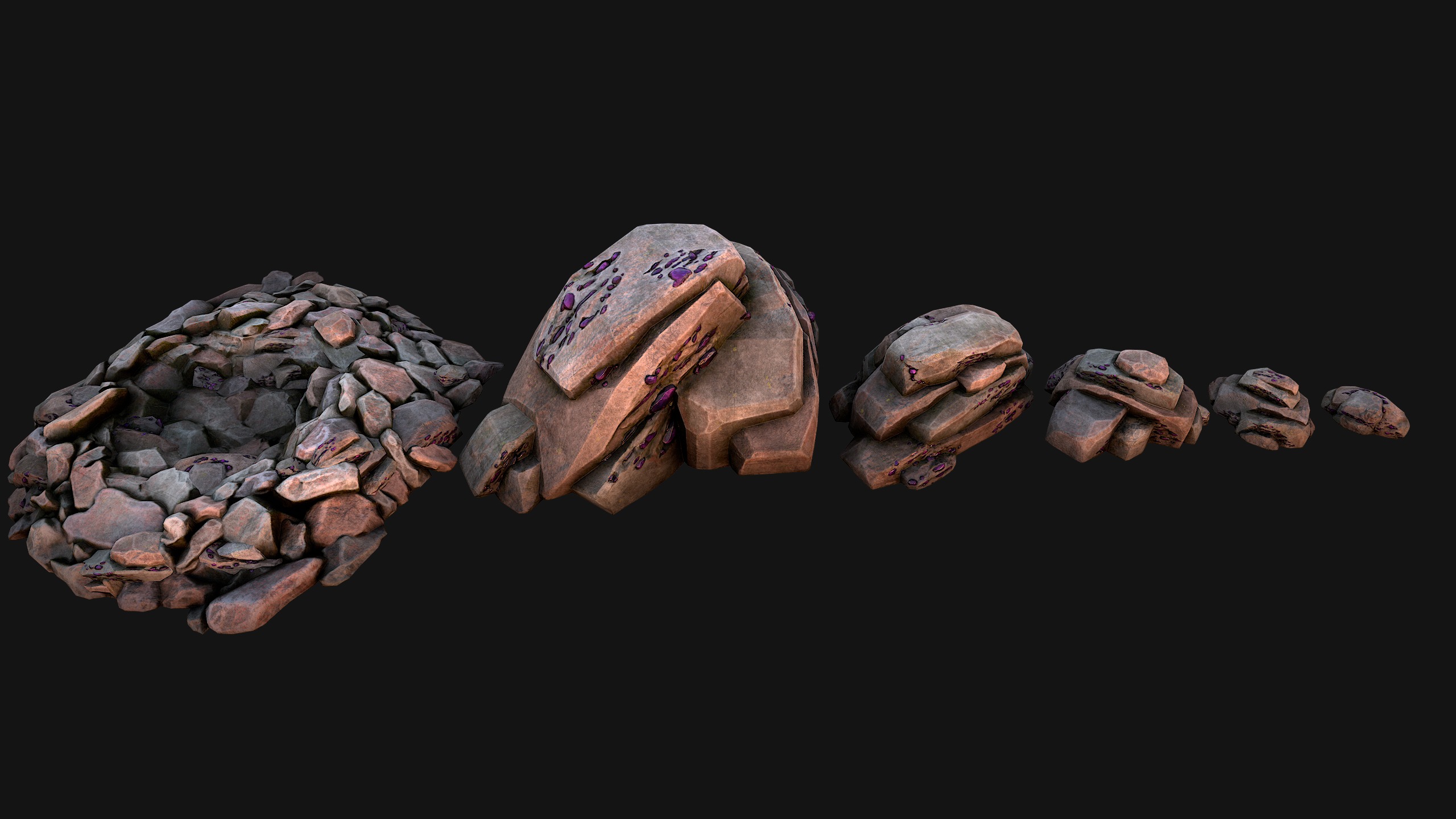 Gems Minerals Gemstone Mine Resource Pack Low-poly 3D model_15