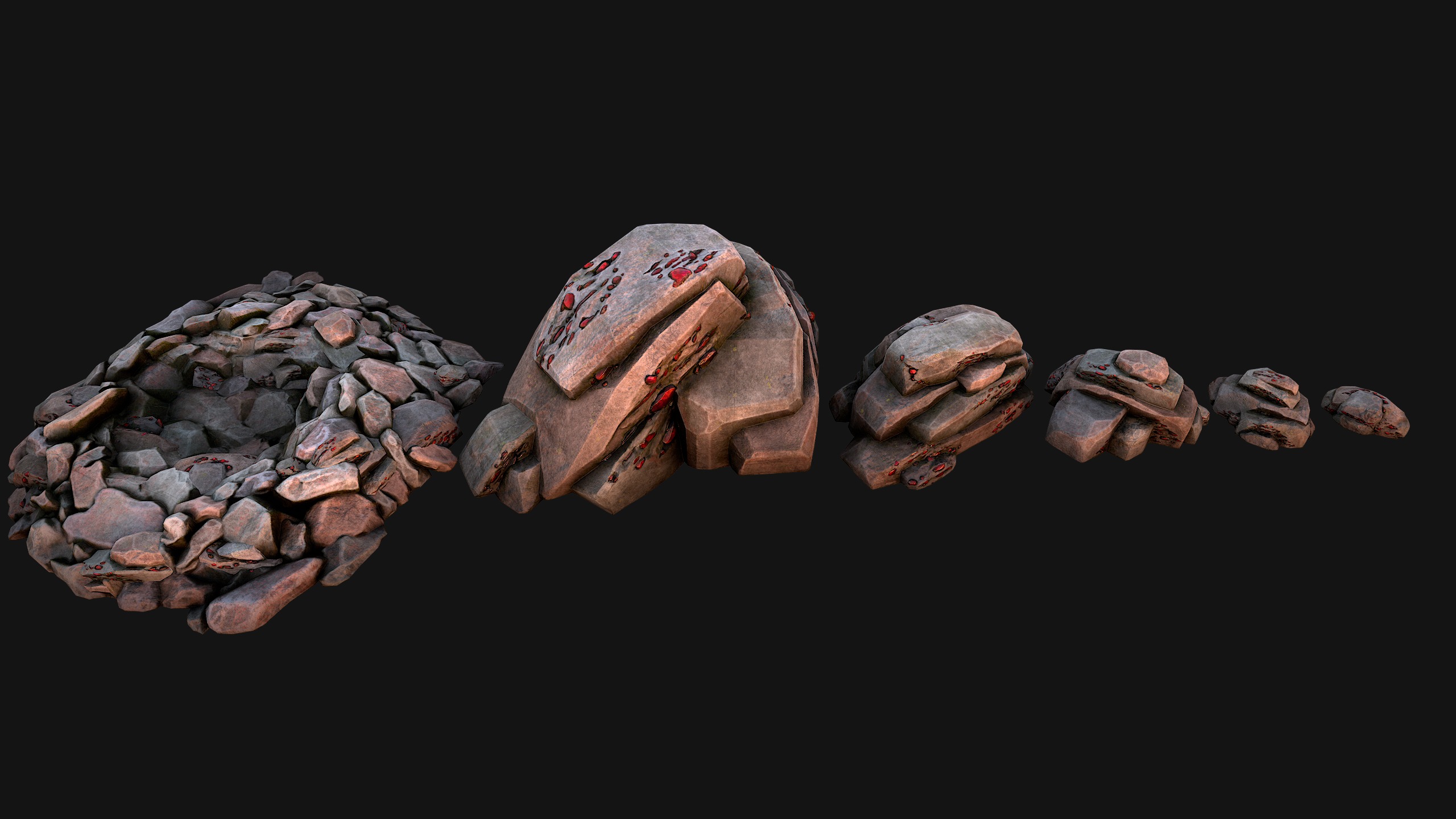 Gems Minerals Gemstone Mine Resource Pack Low-poly 3D model_13