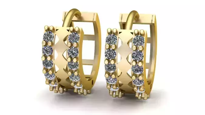 GOLD DIAMOND HOOP EARRING 3D PRINTABLE MODEL