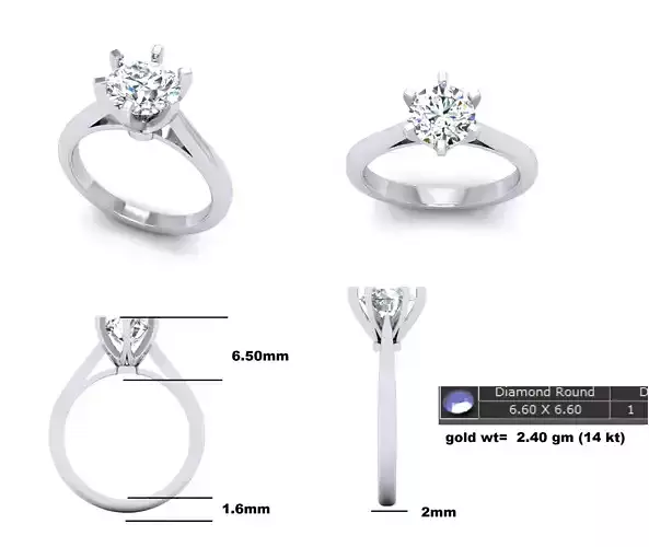 Simple Design Diamond Engagement Ring For Women 3D Model