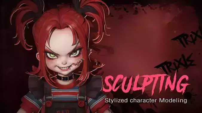 Stylized Horror Doll-Chucky Girl 3D model