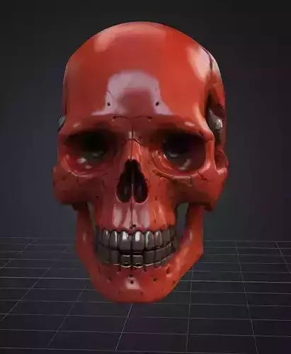 Realistic Robotic Skull and Meaty Horror Game Asset Low-poly 3D model
