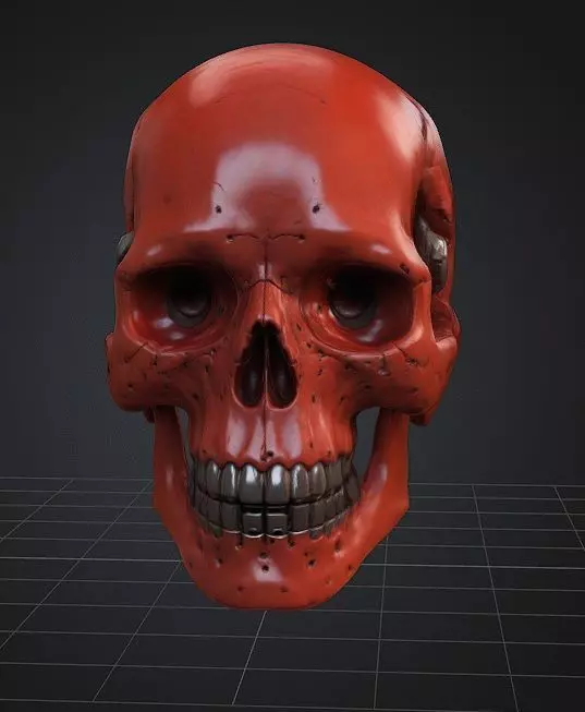 Realistic Robotic Skull and Meaty Horror Game Asset Low-poly 3D model_0
