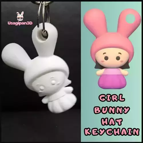 Girl Bunny Hat Keychain