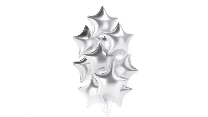 Silver Star Balloon Bouquet - helium foil balls bunch